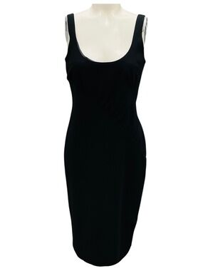 MOSCHINO CHEAP AND CHIC BLACK SLEEVELESS CREPE MIDI COCKTAIL DRESS
